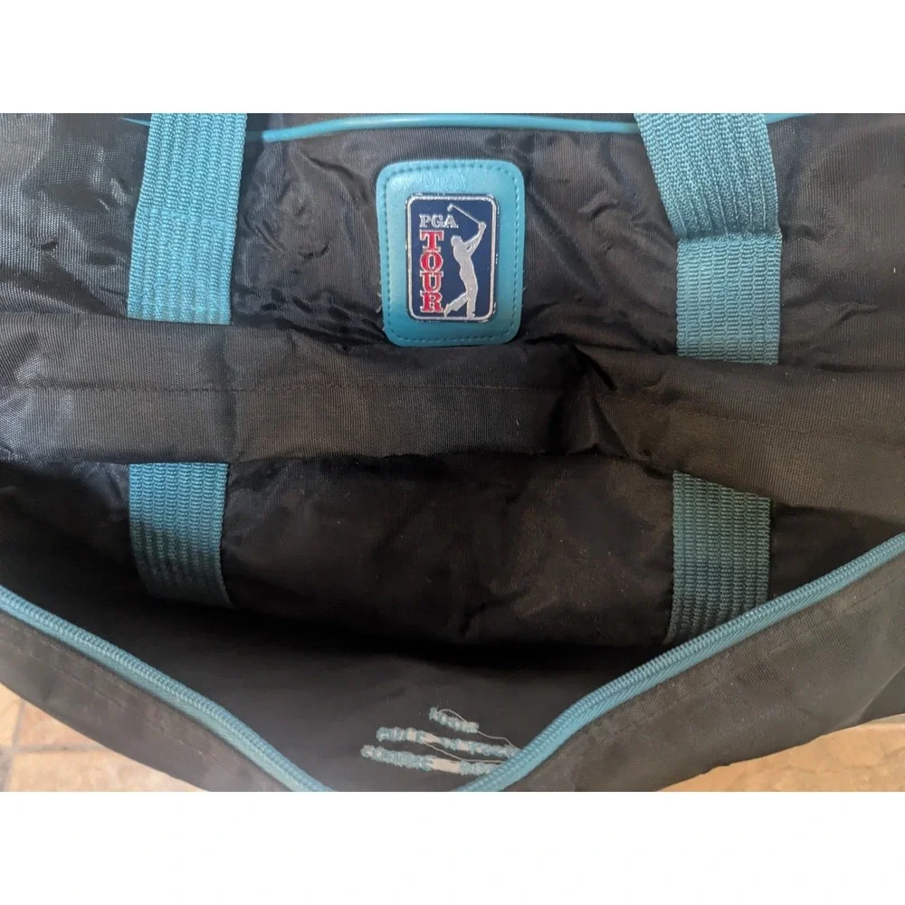 Vintage PGA Tour Duffel Bag 1993 Retro Golf Tournament Promo Black Teal Bag